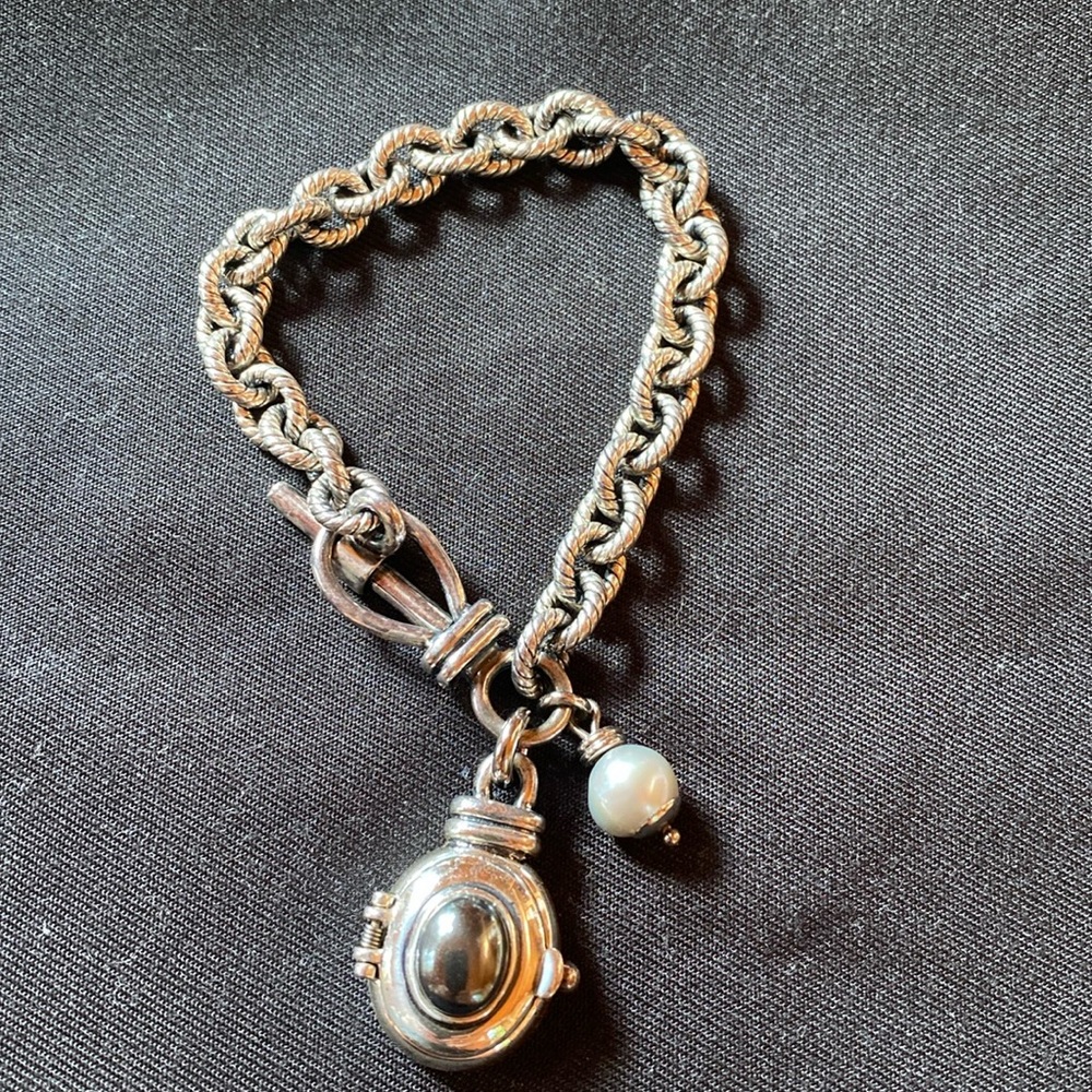 J Jill charm bracelet watch with gray pearl